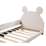 Twin Size Upholstered Daybed with Carton Ears Shaped Headboard