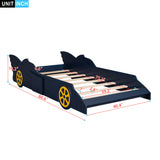 Twin Size Race Car-Shaped Platform Bed with Wheels