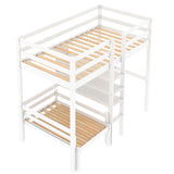 Convertible Loft Bed with L-Shape Desk, Twin Bunk Bed with Shelves and Ladder