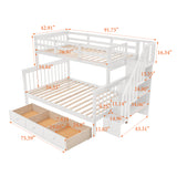 Stairway Twin-Over-Full Bunk Bed with Drawer;  Storage and Guard Rail for Bedroom;  Dorm;  for Adults