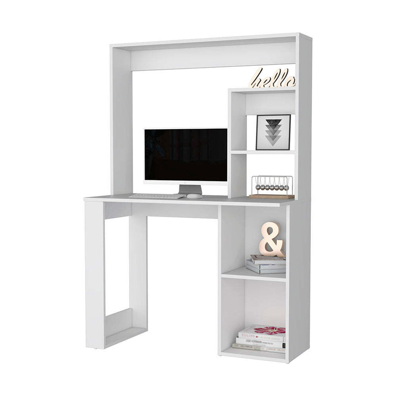 Palisades Computer Desk with Hutch and Storage Shelves White