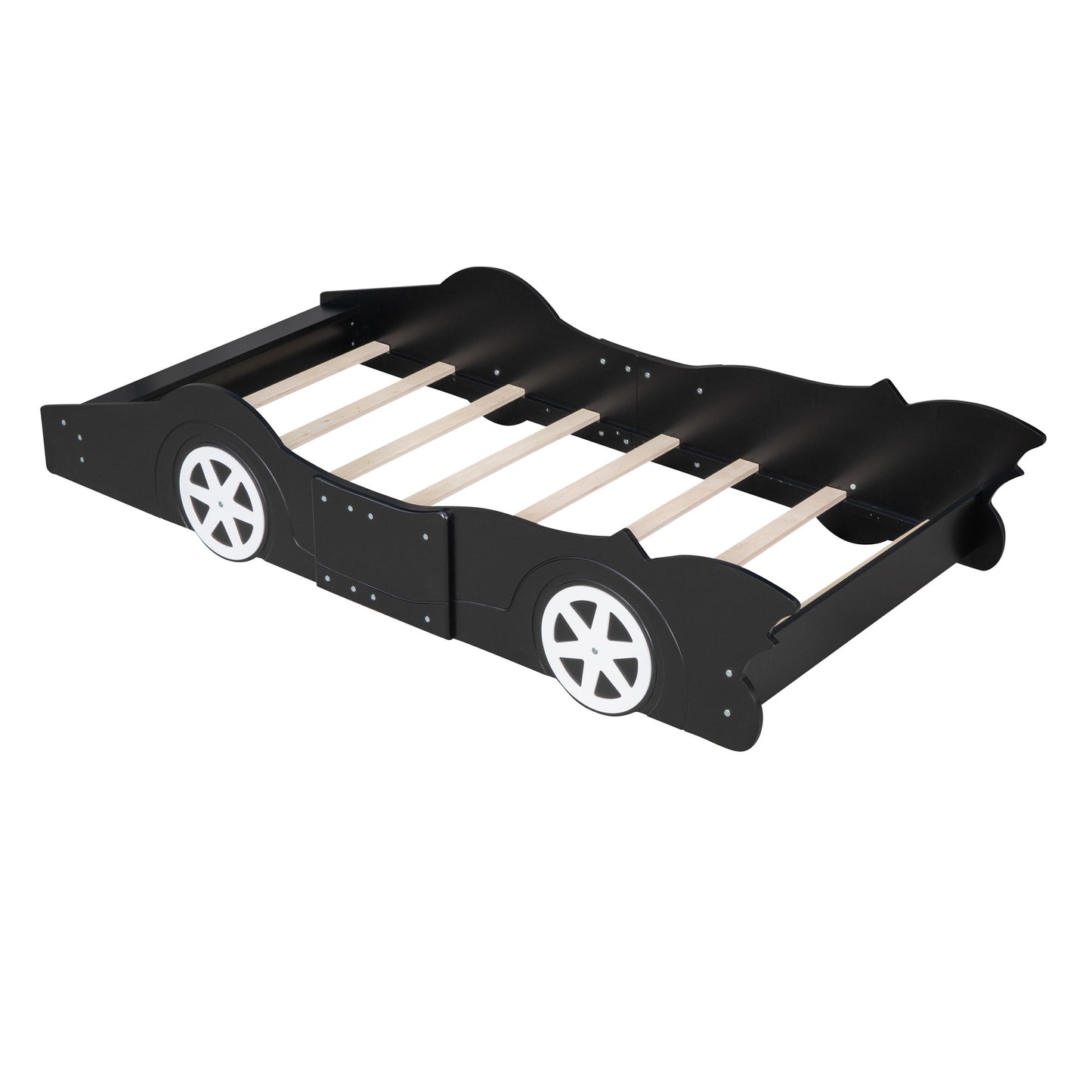 Twin Size Race Car-Shaped Platform Bed with Wheels