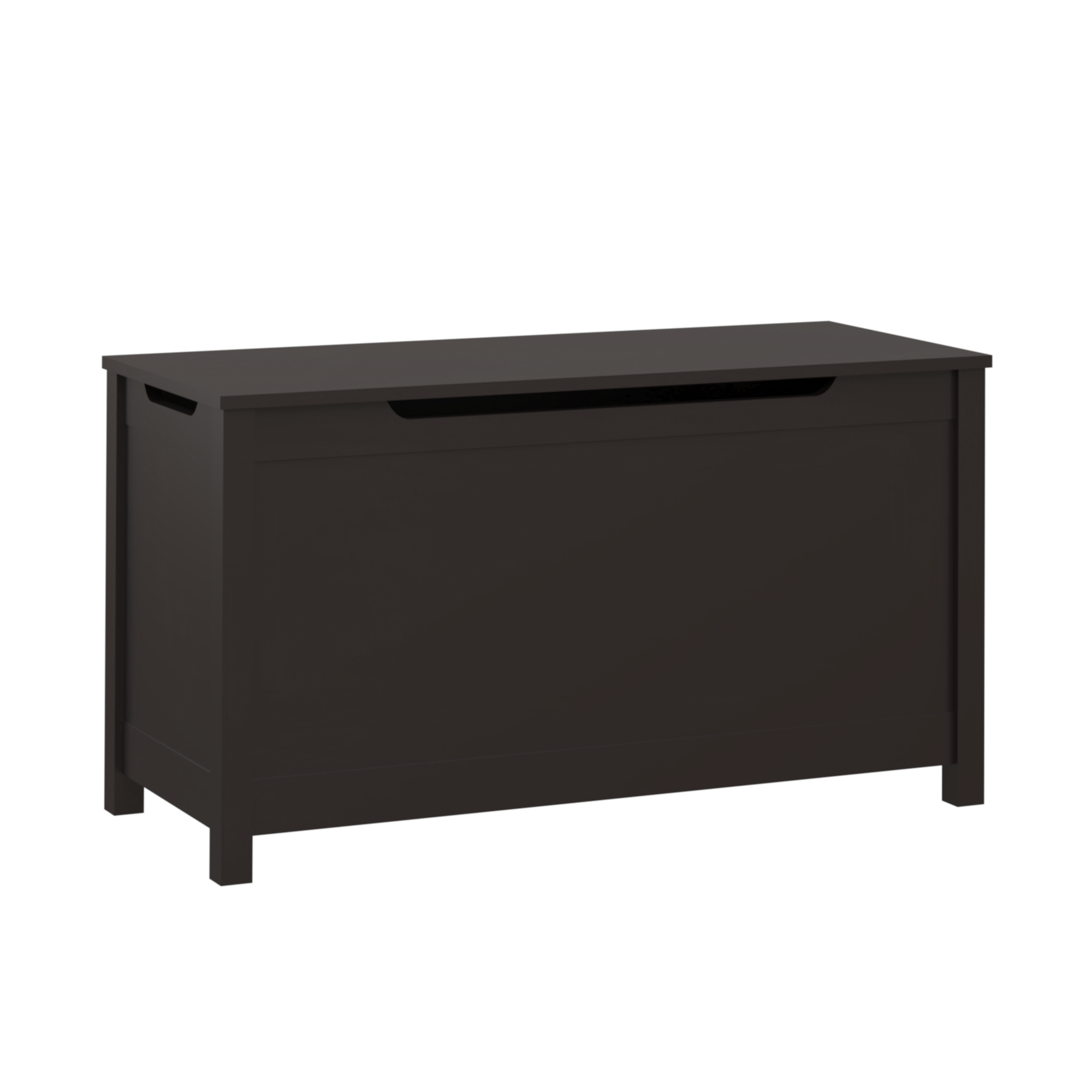 Kids Wooden Toy Box Storage with Safety Hinged Lid for Ages 3+ (Dark Brown)