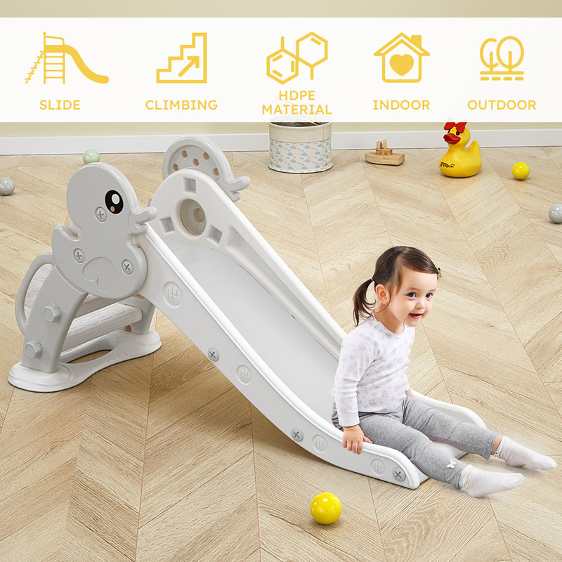 Kid Slide for Toddler Age 1-3 Indoor Plastic Slide Outdoor Playground Climber Slide (Duck Grey White)