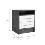 Rowley 2-Drawer 1-Shelf Rectangle Nightstand Smokey Oak and White