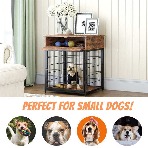 JHX Furniture Dog Crates for small dogs Wooden Dog Kennel Dog Crate End Table; Nightstand(Rustic Brown)