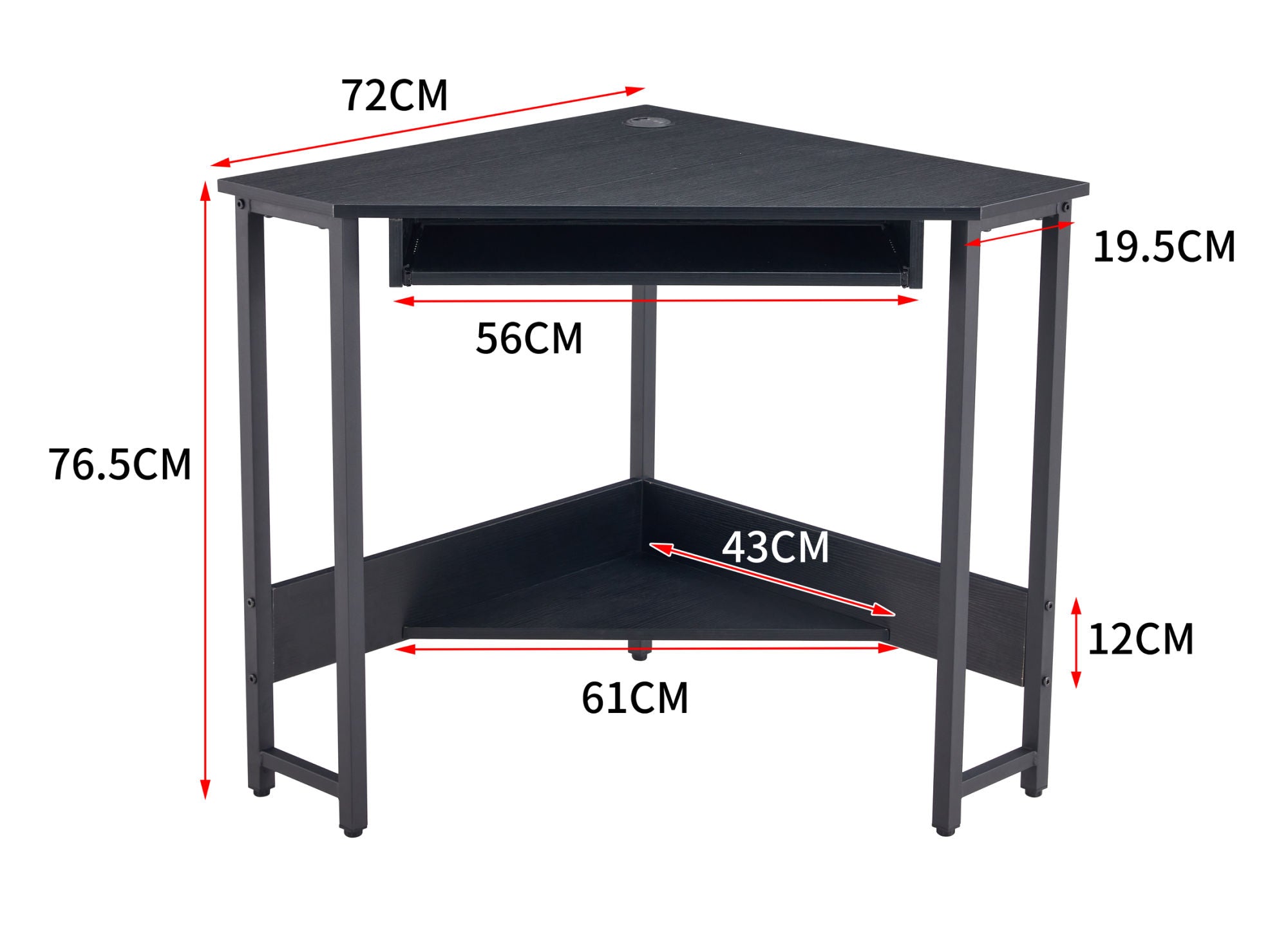 Computer Desk; Corner Desk With Smooth Keyboard Tray& Storage Shelves ; Compact Home Office; Small Desk With Sturdy Steel Frame As Workstation For Small Space; BLACK; 28.34''L 24''W 30.11''H