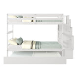 Bunk Beds Twin over Twin Stairway Storage Function
