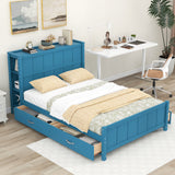 Full Size Platform Bed with Drawers and Storage Shelves