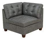 Living Room Furniture Tufted Corner Wedge Antique Grey Breathable Leatherette 1pc Cushion Wedge Sofa Wooden Legs