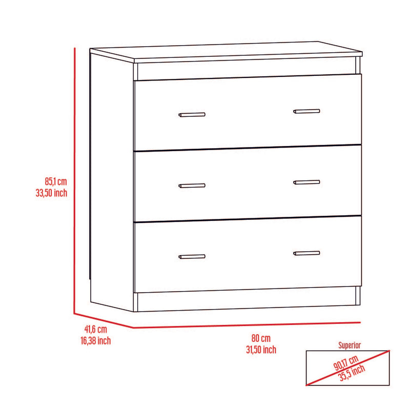 Calvetta 3-Drawer Dresser Light Grey