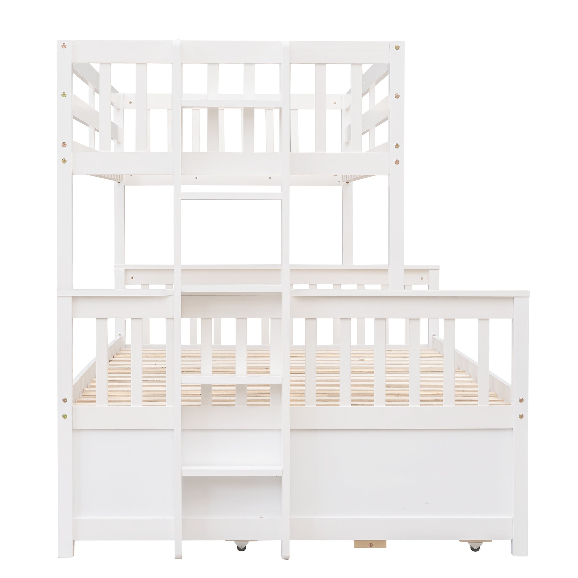 Twin-Over-Full Bunk Bed with Twin size Trundle ;  Separable Bunk Bed with Drawers for Bedroom