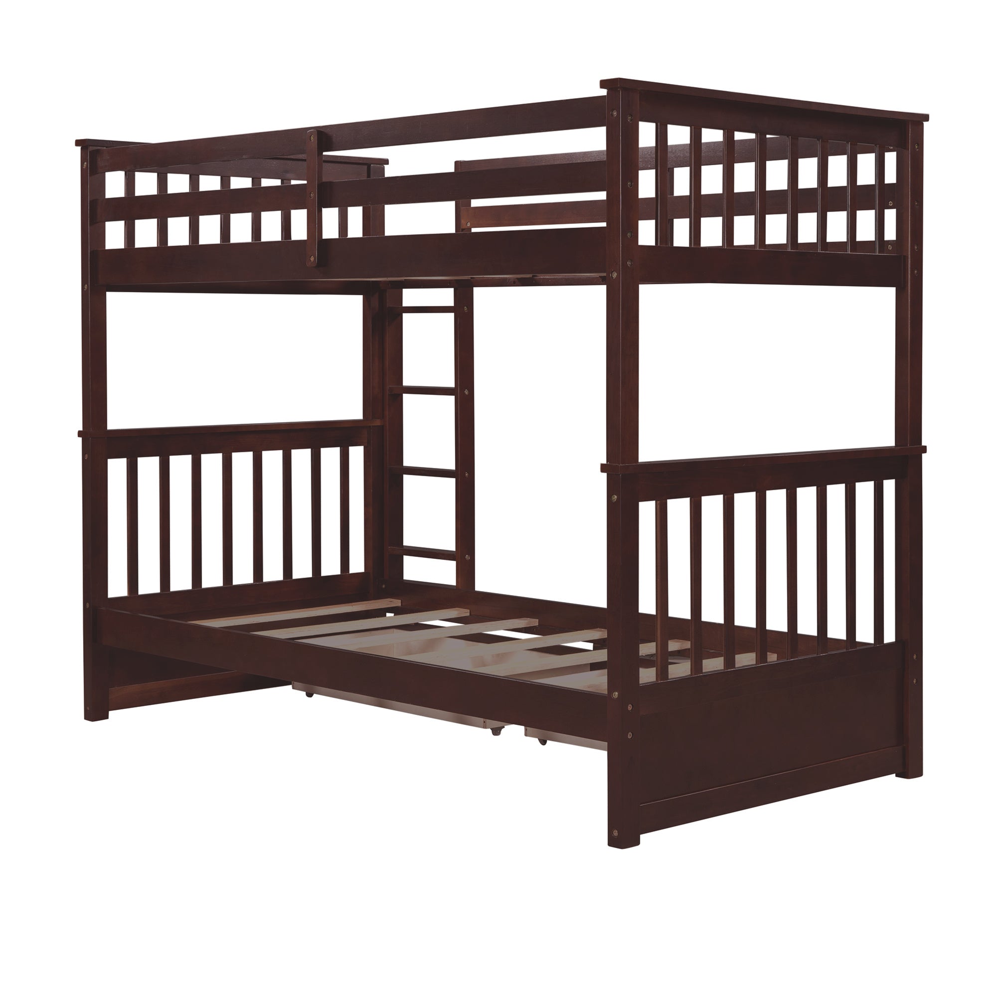 Twin-Over-Twin Bunk Bed with Ladders and Two Storage