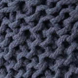 Yantic Modern Handmade Fabric Knit Round Pouf, Navy