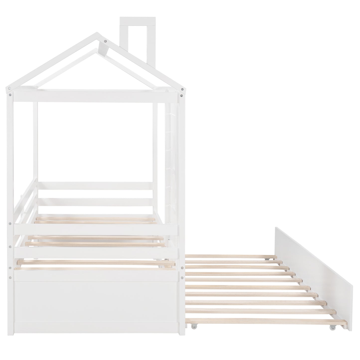 Twin Size House Bed Wood Bed with Twin Size Trundle