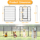 Dog Pens Outdoor 32" Height Foldable 16 Panels Heavy Duty Metal Portable Dog Playpen Indoor Anti-Rust Exercise Dog Fence with Doors for Large/Medium/Small Pets Play Pen for RV Camping Yard