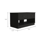 Willamette Rectangle 2-Shelf 2-Drawer Storage Bench Black Wengue