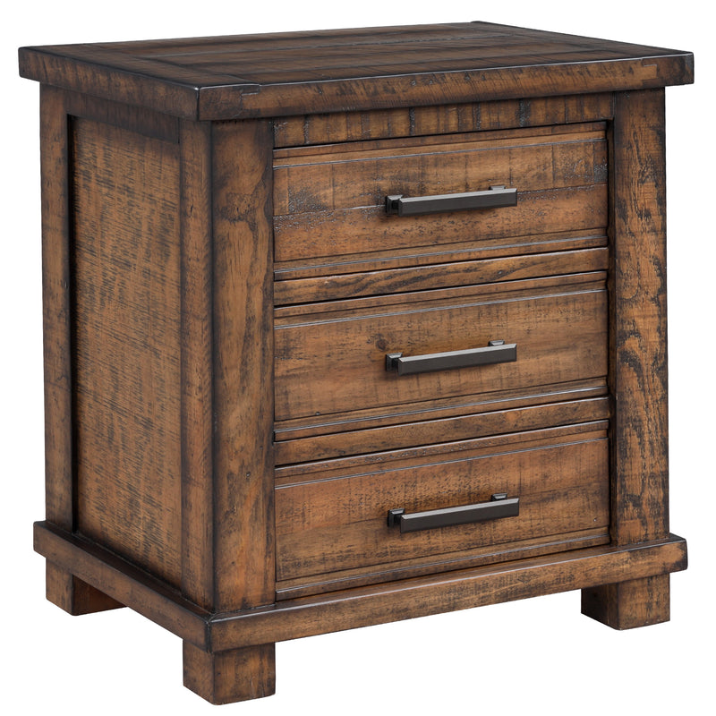 Rustic Three Drawer Reclaimed Solid Wood Framhouse Nightstand