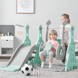 Toddler Slide and Swing Set 3 in 1, Kids Playground Climber Swing Playset with Basketball Hoops Freestanding Combination Indoor & Outdoor