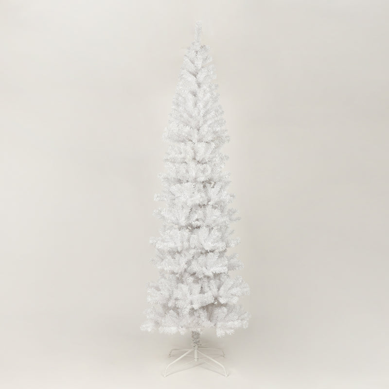 7.5FT White Slim Artificial Christmas Tree Includes Foldable Metal Stand