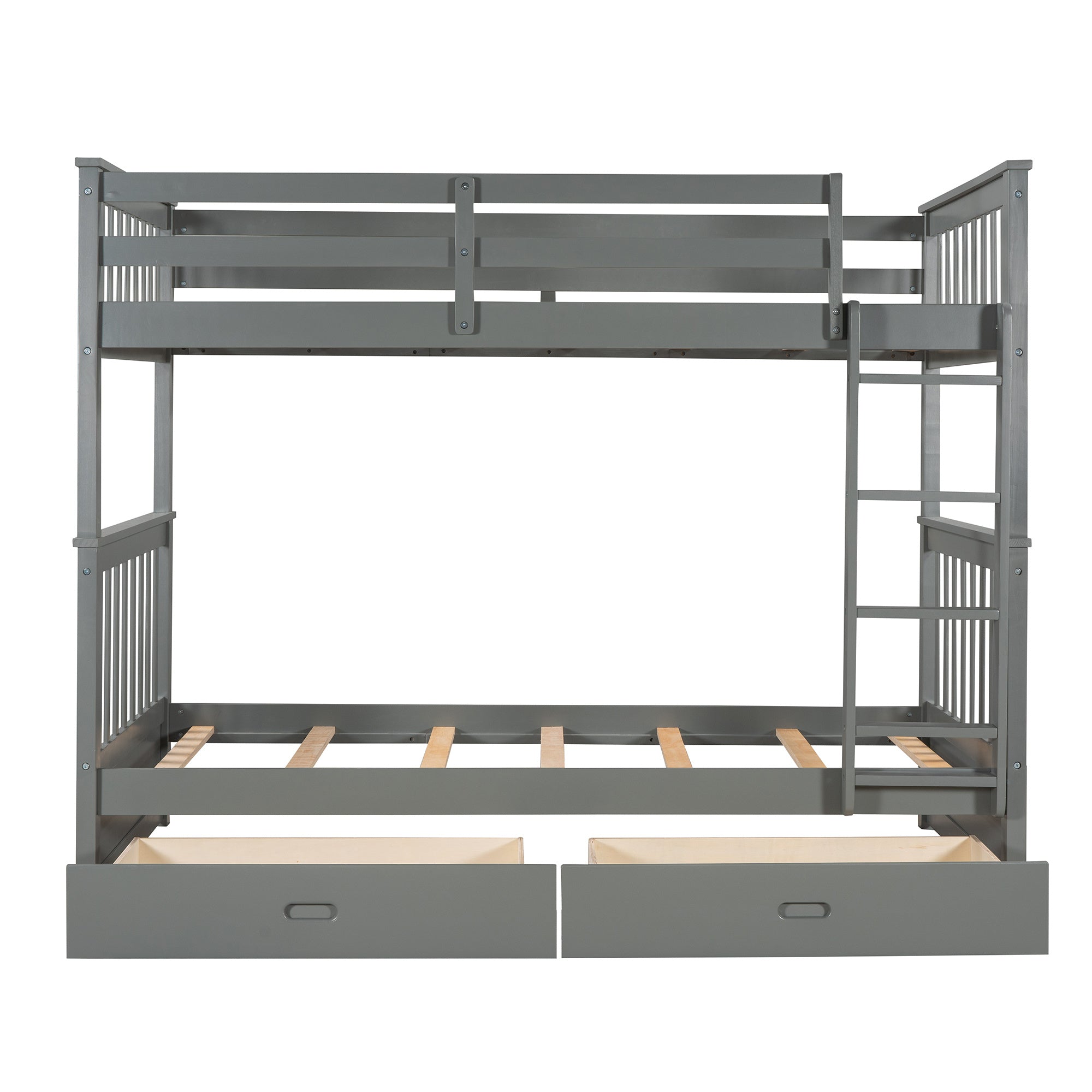 Twin-Over-Twin Bunk Bed with Ladders and Two Storage