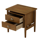 Mid Century Modern Wood 2-Drawer Nightstand for Bedroom,Living Room,Rubberwood