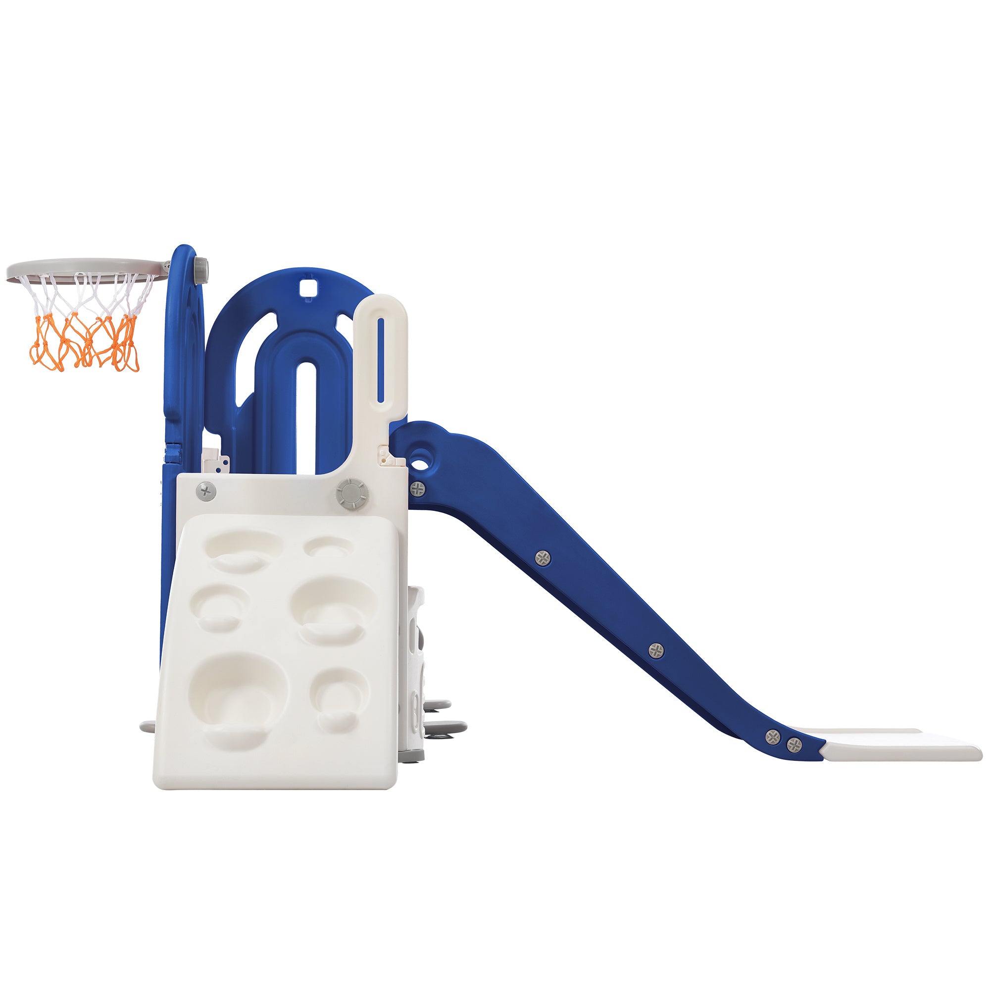 Toddler Climber and Slide Set 4 in 1, Kids Playground Climber Freestanding Slide Playset with Basketball Hoop Play Combination for Babies Indoor & Outdoor