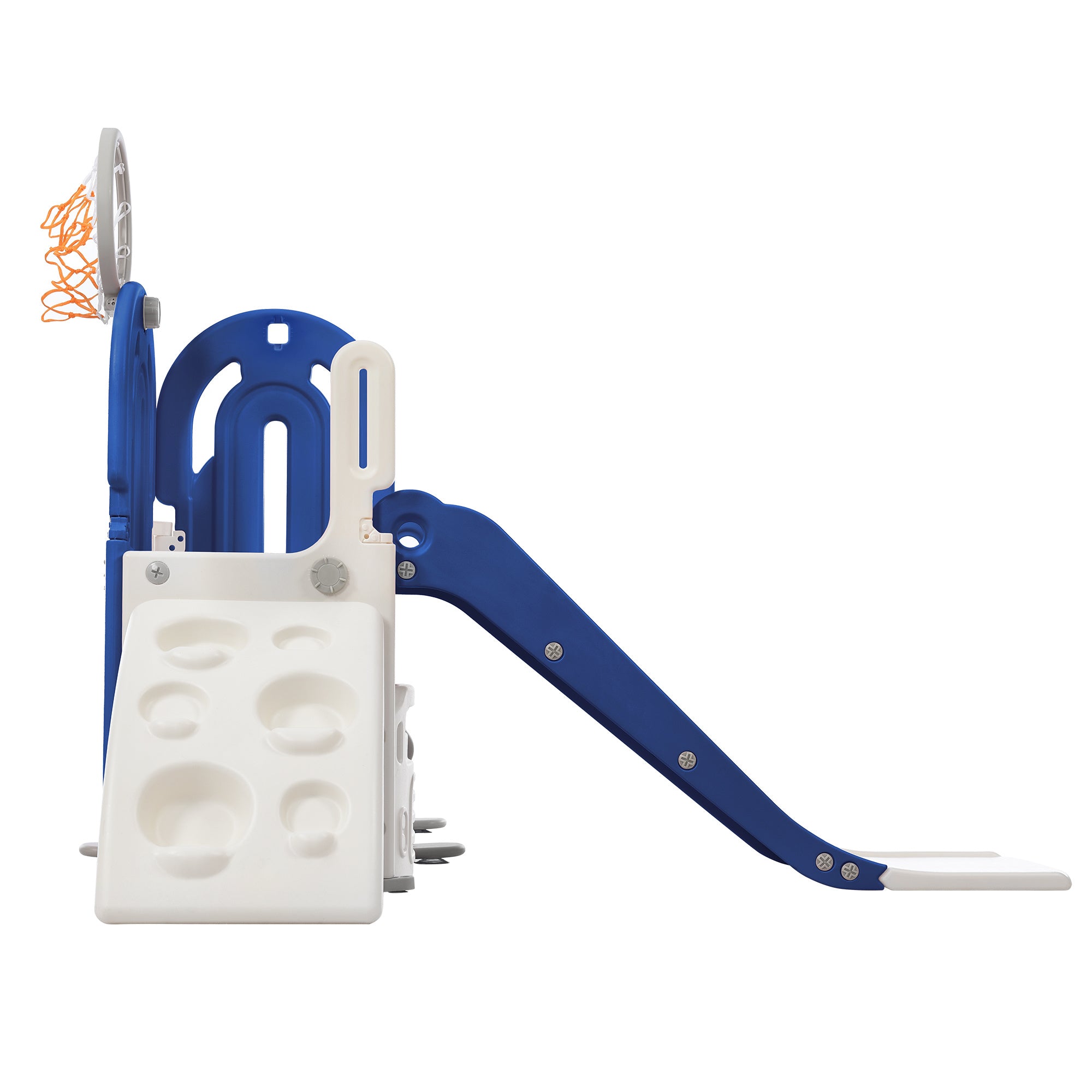 Toddler Climber and Slide Set 4 in 1, Kids Playground Climber Freestanding Slide Playset with Basketball Hoop Play Combination for Babies Indoor & Outdoor