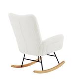 Off White Teddy Fabric Rocking Chair