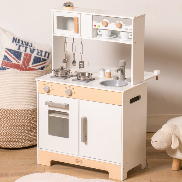 2-IN-1 DIY Wooden Kitchen Playset for Birthday Party and Christmas, Great Gift for Kids 3+