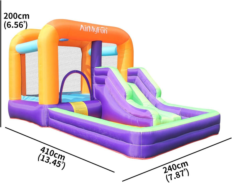 AirMyFun Inflatable Bouncy House for Kids Outdoor,Inflatable Bouncy Castle for Big Kids,Kids Bounce House with Blower for Indoor Party,Kids Slide Jumping House Inflatable,Blue