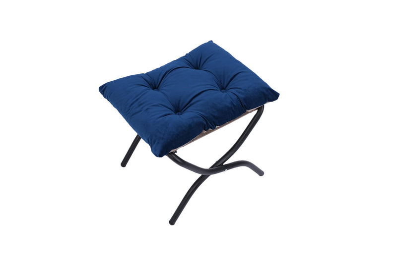 Living Room Chairs Modern Cotton Fabric Lazy Chair, Accent Contemporary Lounge Chair, Single Steel Frame Leisure Sofa Chair with Armrests and A Side Pocket (Blue)