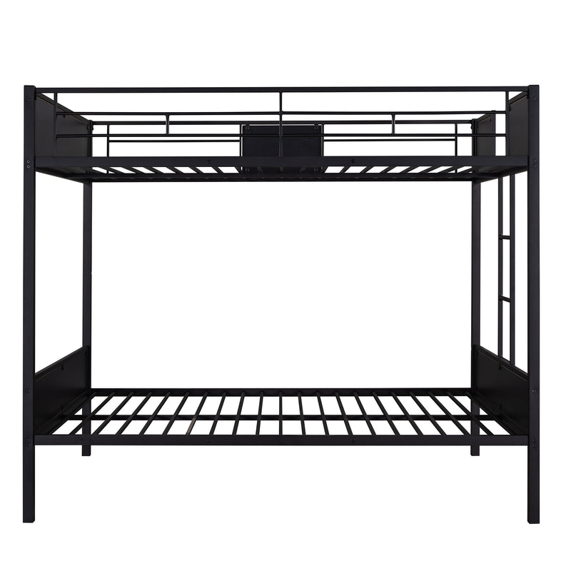 Full-Over-Full Bunk Bed Modern Style Steel Frame Bunk Bed With Safety Rail, Built-In Ladder For Bedroom, Dorm, Boys, Girls, Adults