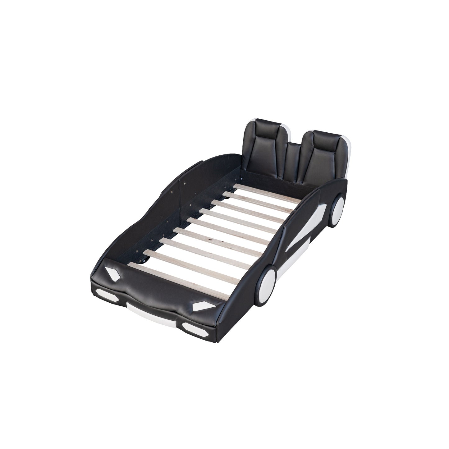 Twin Size Race Car-Shaped Platform Bed with Wheels