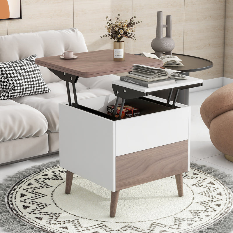 Modern Multi-functional Coffee Table Extendable with Storage & Lift Top in Walnut
